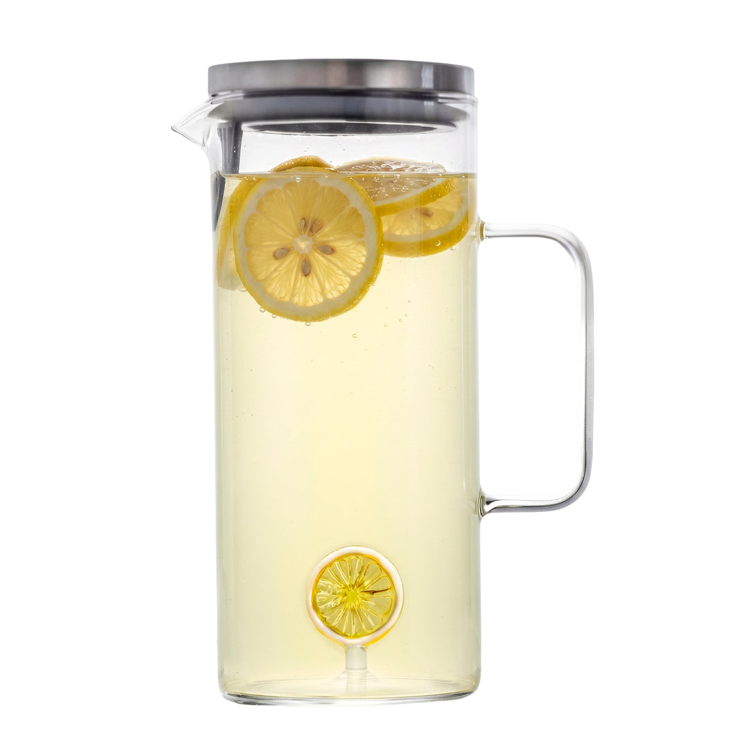 Jarra de Cristal con Asa y Tapa Limón 1,5 L