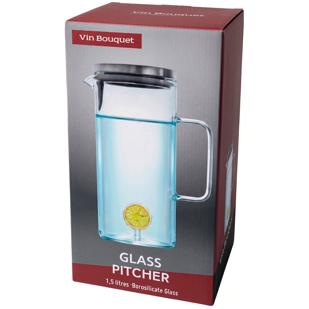 Jarra de Cristal con Asa y Tapa Limón 1,5 L