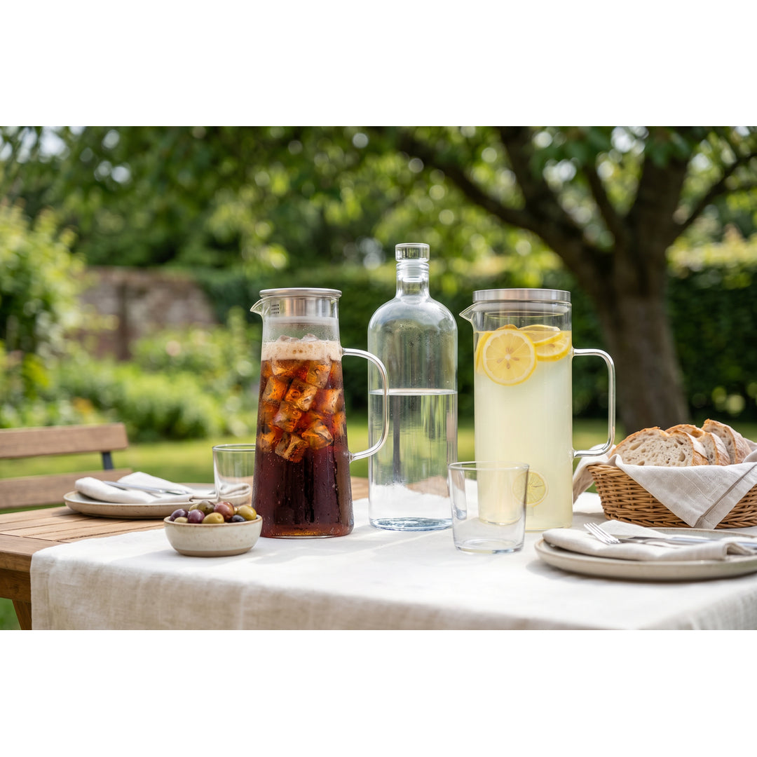 Jarra de Cristal con Asa y Tapa Limón 1,5 L