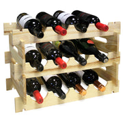 Botellero de madera de pino para 12 botellas apilable