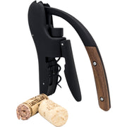 Sacacorchos de palanca con asas ergonómicas Inox,Madera-Negro