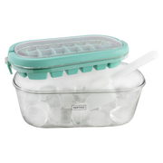 Ice Bucket with Handles, Tray for 28 Ice Cubes and Spoon