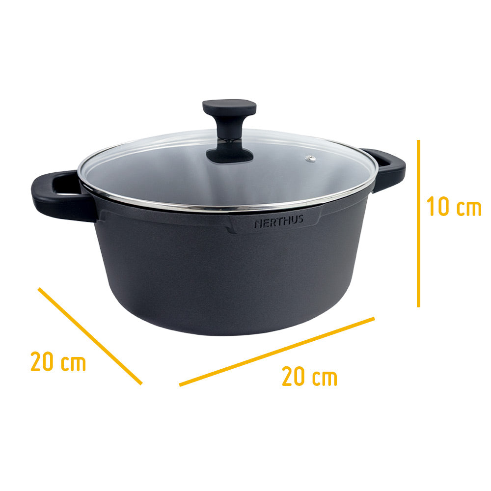 Caçarola Alta com Tampa de Vidro – Antiaderente Quantanium da PPG Reforçada com Titânio