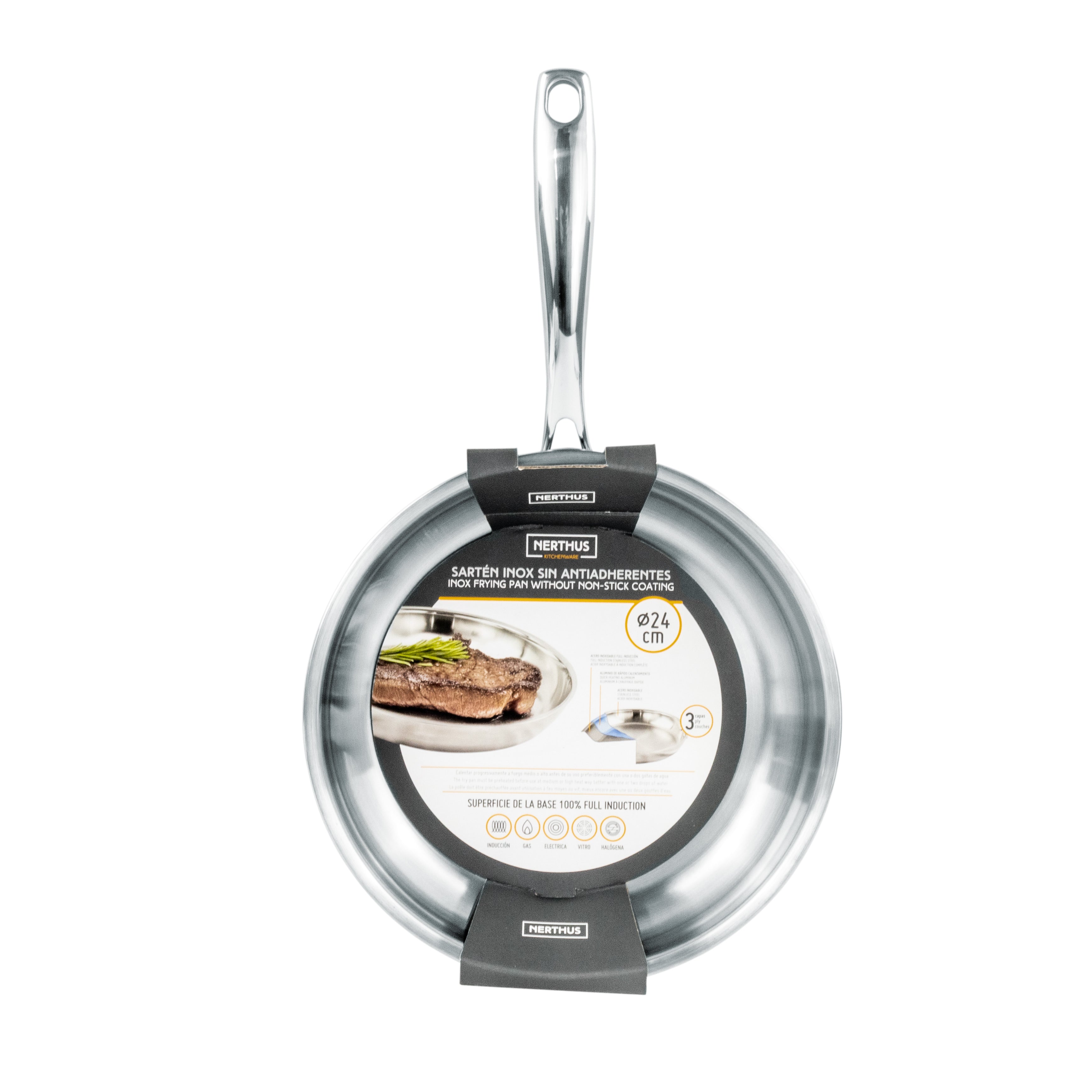 Sartén de Acero Inoxidable 3 Capas – Base Full Induction