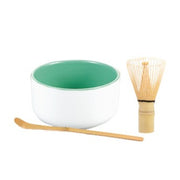 Matcha Tea Set 3 Pieces – Ceramic Bowl, Bamboo Whisk with 72 Tines, and Spoon