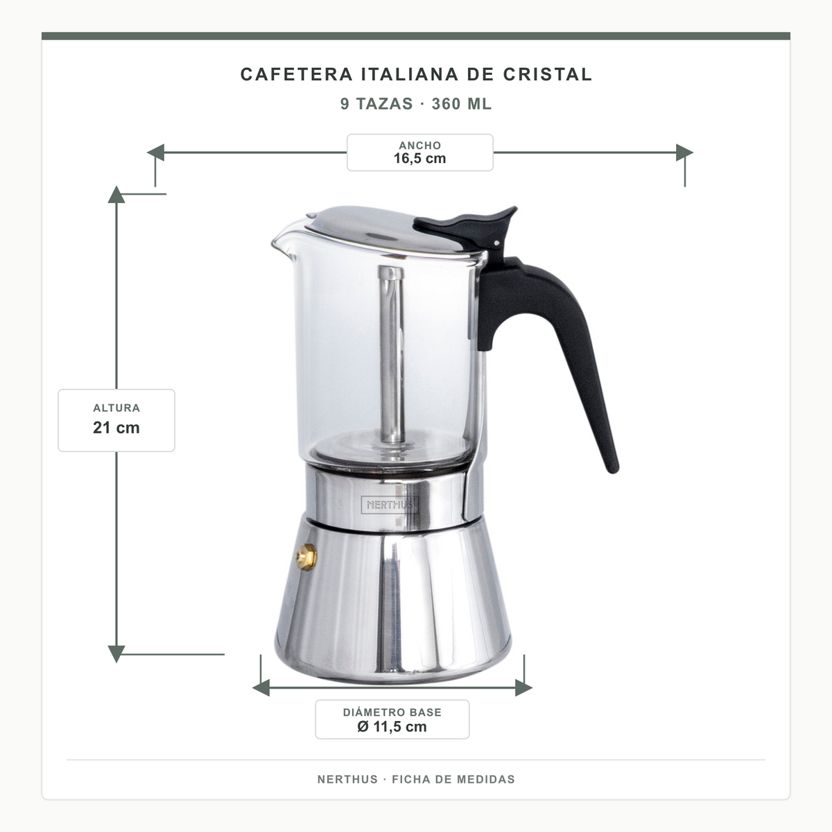 Cafeteira Italiana de Vidro 4, 6 e 9 Chávenas