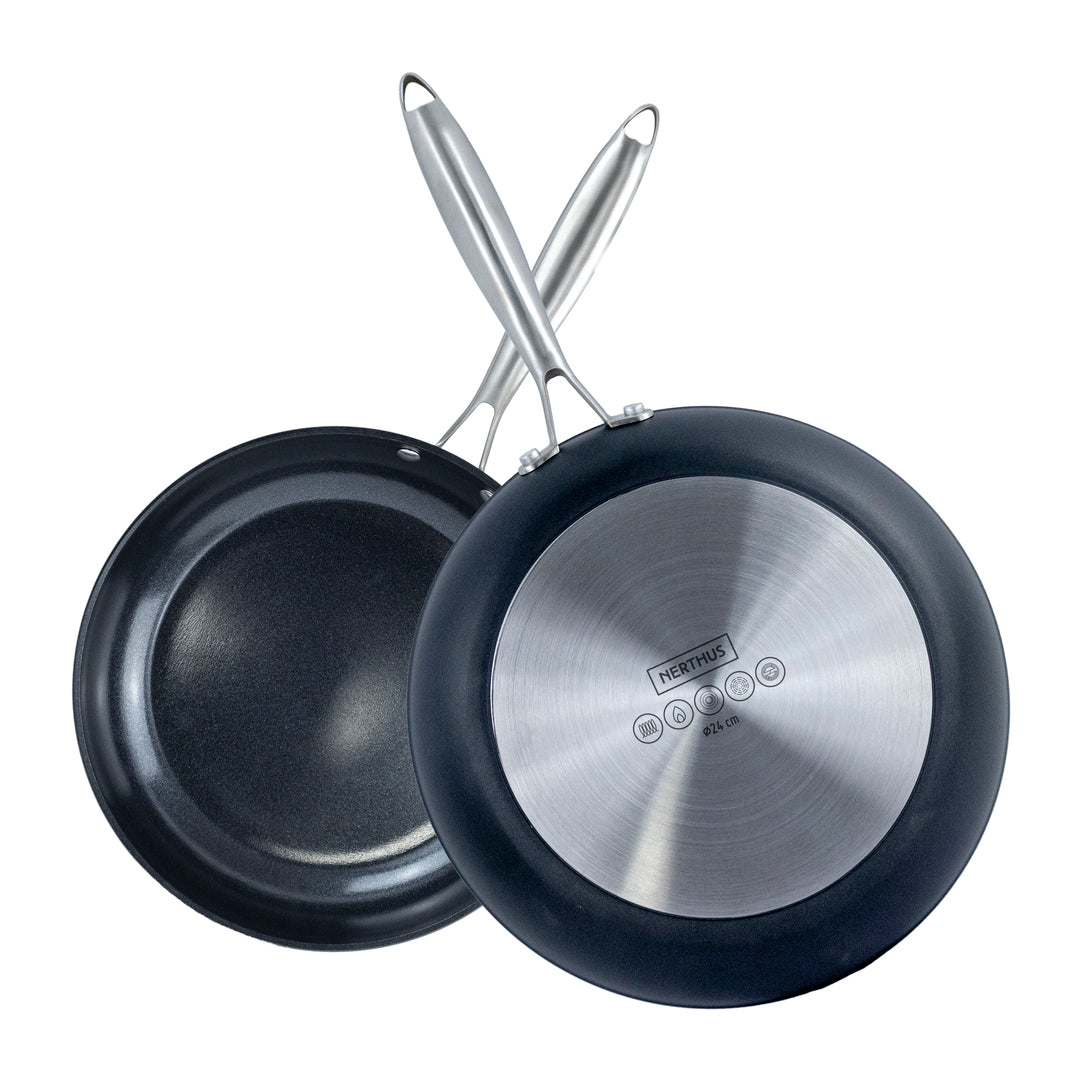 Sartén Cerámica Antiadherente con Mango de Acero Inoxidable – 20 a 30 cm