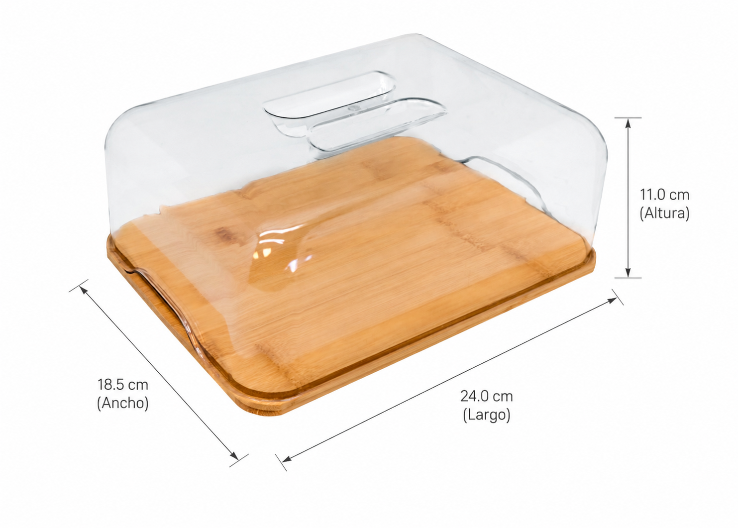 Bamboo cheese board with PVC dome lid