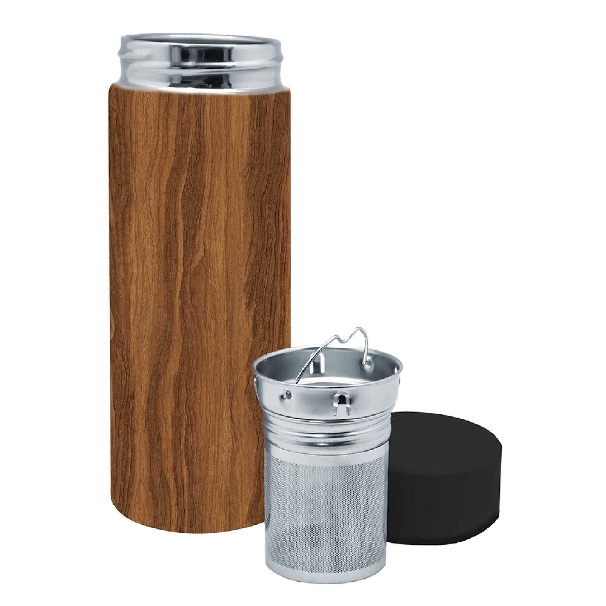 Botella Termo 300 ml con Infusor Coral,Madera,Negro