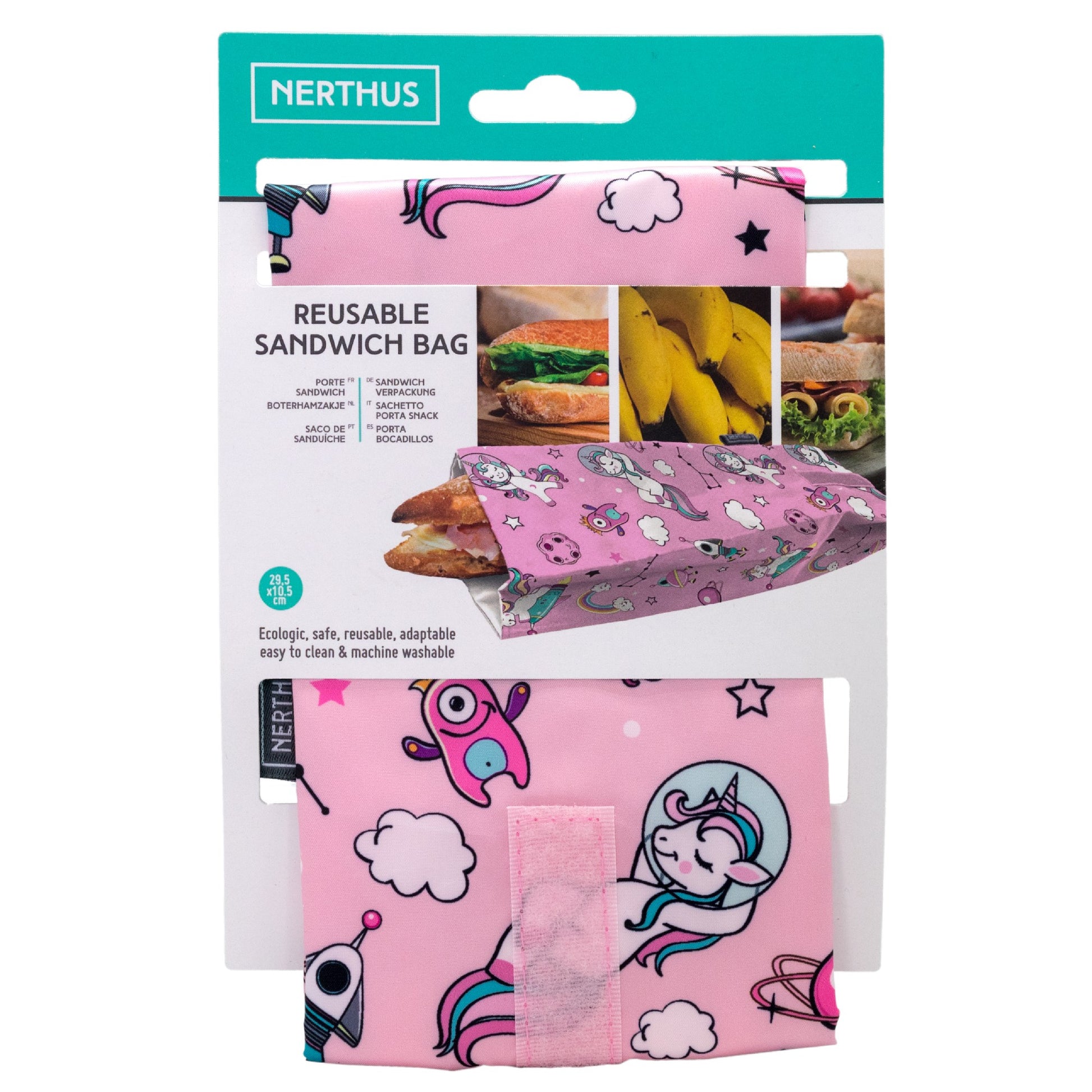 Bolsa Reutilizable para Bocadillo Infantil Leones,Unicornios,Dinosaurios,Espacio