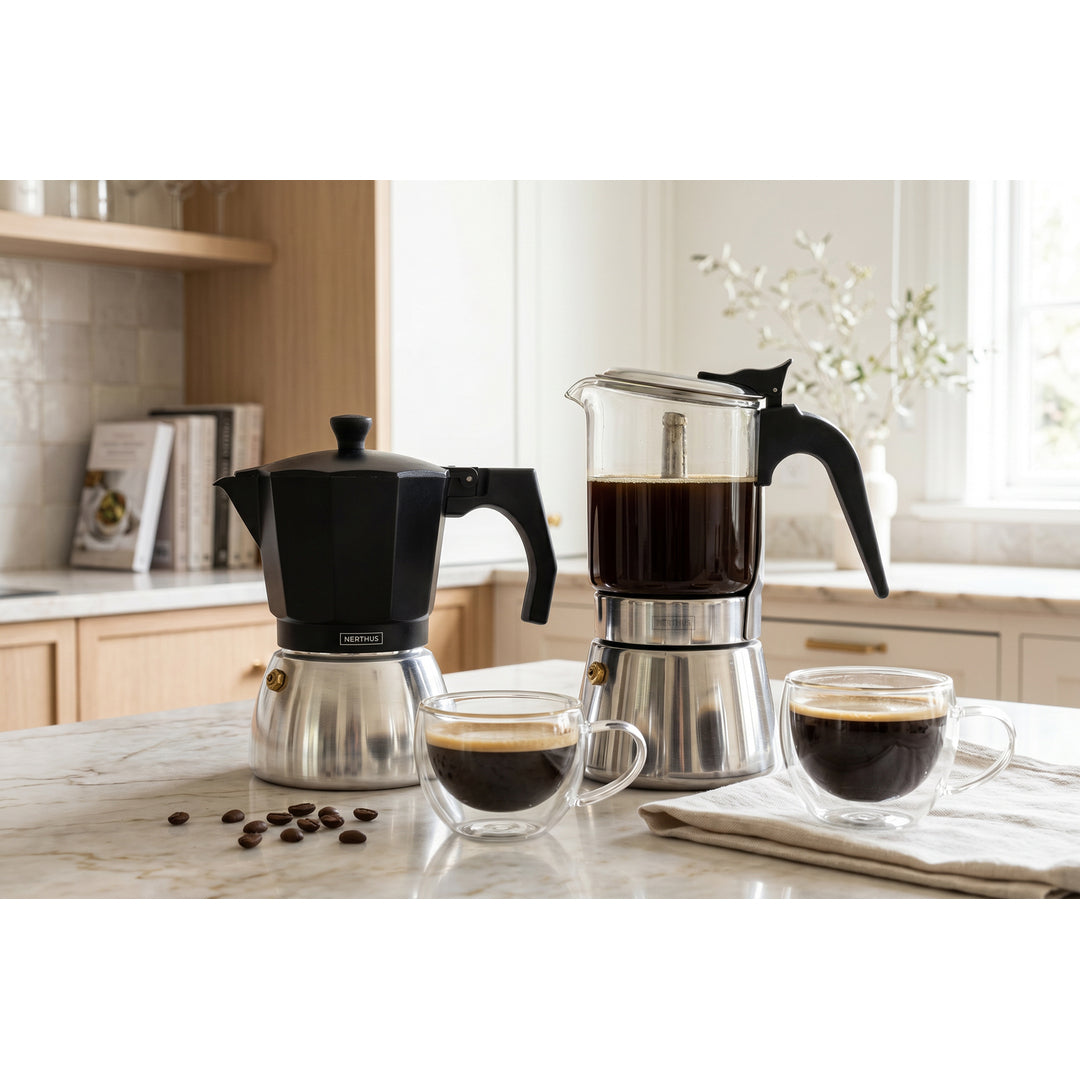 Cafetera Italiana de Inducción con Base de Acero Inoxidable