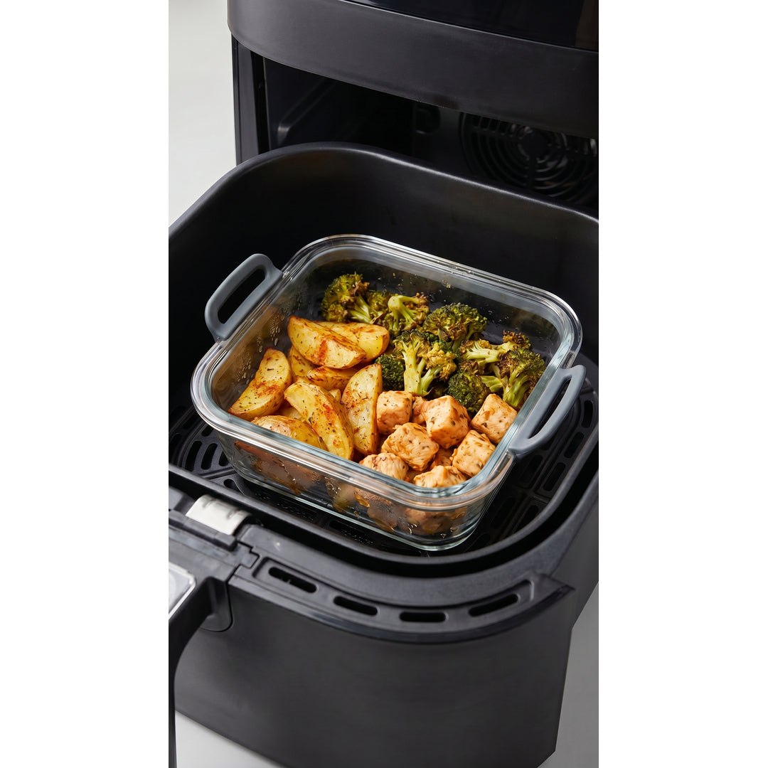 Recipiente de cristal cuadrado 1,1 L para freidora de aire