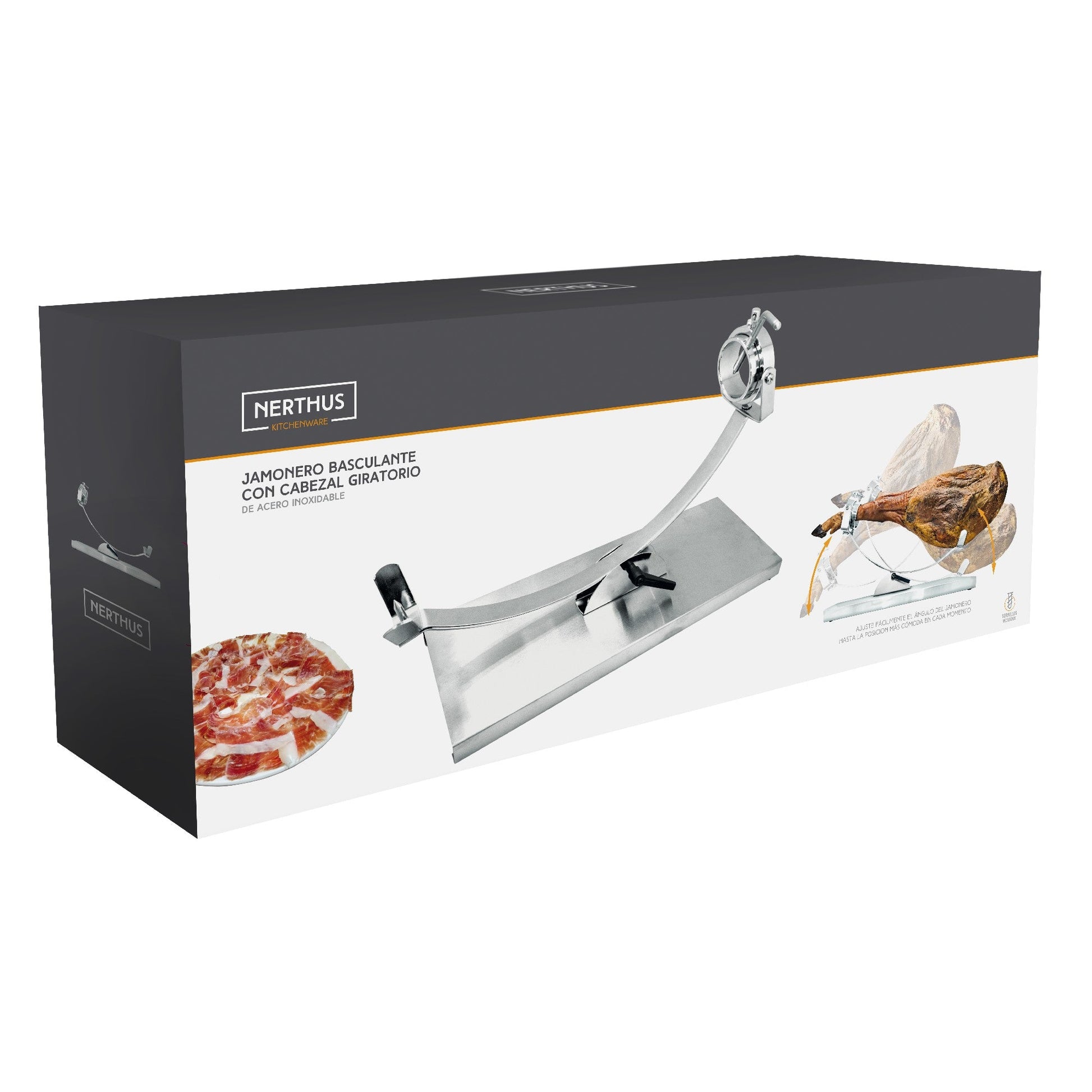 Jamonero Inox Basculante con Cabezal Giratorio