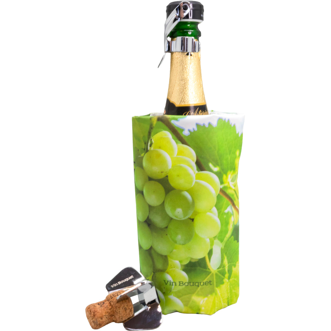 Set Cava 3 Piezas – Abridor Estrella, Funda Enfriadora Estampada y Tapón