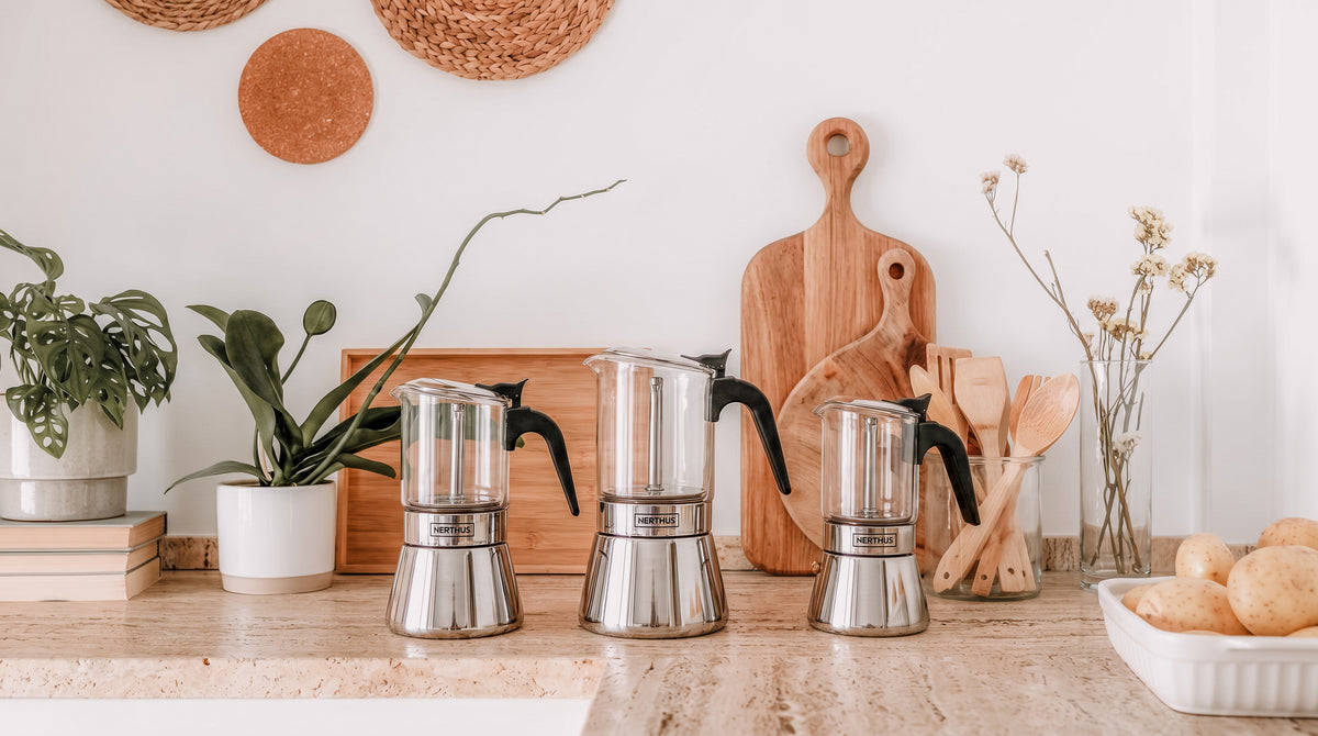 Cafeteira Italiana de Vidro 4, 6 e 9 Chávenas