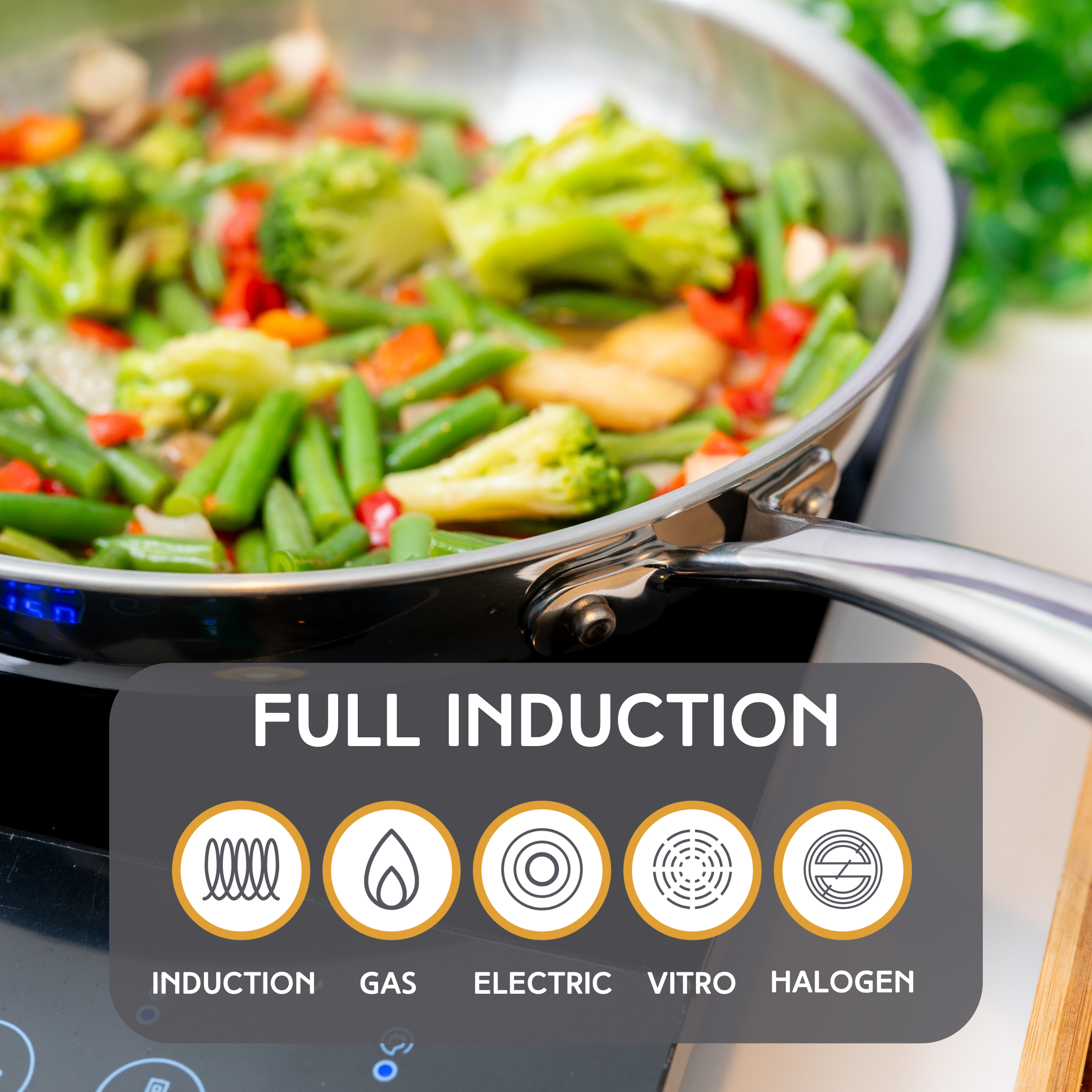 Sartén de Acero Inoxidable 3 Capas – Base Full Induction